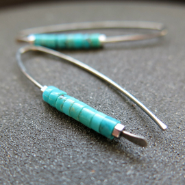 hypoallergenic turquoise earrings. niobium jewelry for sensitive ears. natural turquoise gemstones. nickel free earrings.