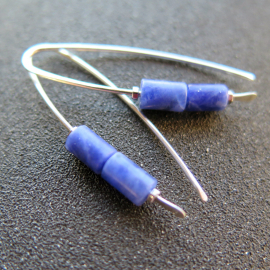 blue sodalite earrings. sterling silver threader earrings. present for sister. made in Canada.