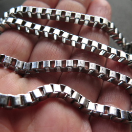 mens box chain necklace. stainless steel jewelry. made in Canada.