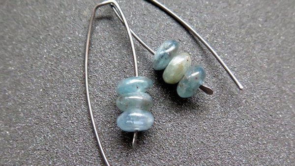 cornflower blue kyanite earrings. hypoallergenic jewelry. nickel free wire. Canadian seller