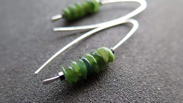 Canadian jade earrings. forest green jade jewelry. natural stone earrings.