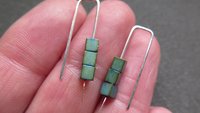 small hematite earrings. green jewelry. geometric jewellery. Canadian seller. 1 inch earrings.