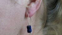 lapis earrings sterling silver. cobalt blue earring. lapis lazuli jewelry. 1 1/2” drop earrings. hypoallergenic jewellery.