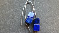 lapis earrings sterling silver. cobalt blue earring. lapis lazuli jewelry. 1 1/2” drop earrings. hypoallergenic jewellery.