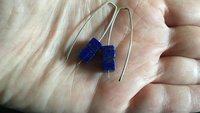lapis earrings sterling silver. cobalt blue earring. lapis lazuli jewelry. 1 1/2” drop earrings. hypoallergenic jewellery.