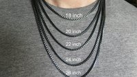 mens box chain necklace. anodized aluminum jewelry. black necklace with silver edge. made in Canada.