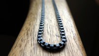 mens box chain necklace. anodized aluminum jewelry. black necklace with silver edge. made in Canada.