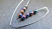 rainbow hematite earrings in hypoallergenic niobium. Canadian seller.