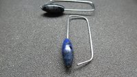 blue sodalite earrings. hypoallergenic stainless steel jewelry for sensitive ears. navy blue and black stones.
