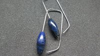 blue sodalite earrings. hypoallergenic stainless steel jewelry for sensitive ears. navy blue and black stones.