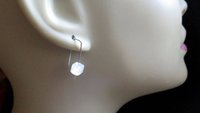 small moonstone earrings. white gemstone jewelry. geometric jewellery. Canadian seller.