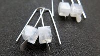 small moonstone earrings. white gemstone jewelry. geometric jewellery. Canadian seller.