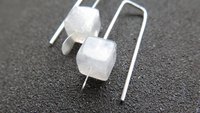 small moonstone earrings. white gemstone jewelry. geometric jewellery. Canadian seller.