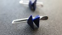 small lapis lazuli earrings. royal blue gemstone jewelry. triangle earrings.