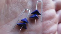 small lapis lazuli earrings. royal blue gemstone jewelry. triangle earrings.