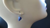 small lapis lazuli earrings. royal blue gemstone jewelry. triangle earrings.