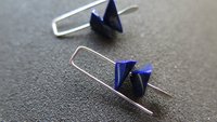small lapis lazuli earrings. royal blue gemstone jewelry. triangle earrings.