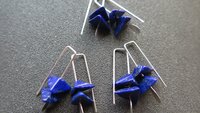 small lapis lazuli earrings. royal blue gemstone jewelry. triangle earrings.