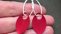 crimson red earrings in sterling silver. red jewellery. sterling silver dangle earings.