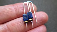 small lapis lazuli earrings. navy blue and gold hematite jewelry. rectangle earrings. made in Calgary