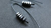 black earrings. hematite earrings in anodized niobium. hypoallergenic earwires.