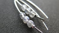 labradorite earrings with flash made with sterling silver wire. modern gemstone jewelry. Canadian made labradorite jewellery.
