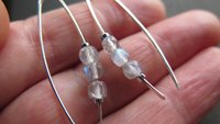 labradorite earrings with flash made with sterling silver wire. modern gemstone jewelry. Canadian made labradorite jewellery.