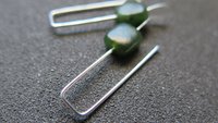 irregular cut green jade earrings. Canadian jade jewelry. small natural jade earrings.