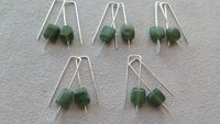 irregular cut green jade earrings. Canadian jade jewelry. small natural jade earrings.