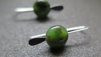 very dark forest green jade earrings. natural jade jewelry. earrings from Canada.