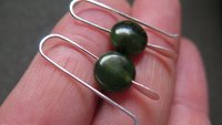 very dark forest green jade earrings. natural jade jewelry. earrings from Canada.