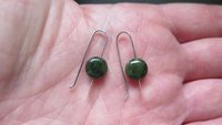 very dark forest green jade earrings. natural jade jewelry. earrings from Canada.