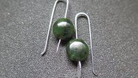 very dark forest green jade earrings. natural jade jewelry. earrings from Canada.