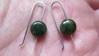 very dark forest green jade earrings. natural jade jewelry. earrings from Canada.