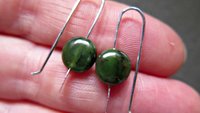 very dark forest green jade earrings. natural jade jewelry. earrings from Canada.