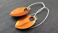 modern orange earrings. anodized aluminum dangle. sterling silver ear wire. splurge.