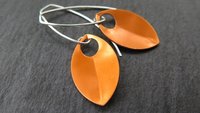 modern orange earrings. anodized aluminum dangle. sterling silver ear wire. splurge.