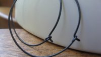 black hoop earrings. hammered niobium hoops. hypoallergenic jewelry. made in Calgary, Alberta.