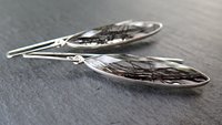 artisan rutilated quartz earrings in sterling silver. gorgeous black dangle earrings in sterling silver. natural gemstone jewellery