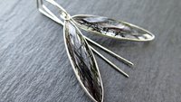 artisan rutilated quartz earrings in sterling silver. gorgeous black dangle earrings in sterling silver. natural gemstone jewellery