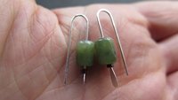 genuine green jade earrings from Canada. natural jade jewelry. 1 inch earrings.