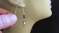 gold, silver and copper earrings. modern cube hematite hoops. metallic jewelry.