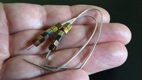 gold, silver and copper earrings. modern cube hematite hoops. metallic jewelry.