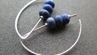 lapis earrings. cobalt blue earring. genuine lapis lazuli jewelry. dark blue stones with a matte polish.