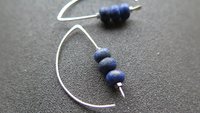lapis earrings. cobalt blue earring. genuine lapis lazuli jewelry. dark blue stones with a matte polish.