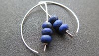 lapis earrings. cobalt blue earring. genuine lapis lazuli jewelry. dark blue stones with a matte polish.