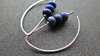 lapis earrings. cobalt blue earring. genuine lapis lazuli jewelry. dark blue stones with a matte polish.