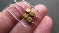 small matte gold earrings. square hematite jewelry. geometric jewellery. 1 inch earrings.