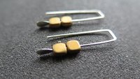 small matte gold earrings. square hematite jewelry. geometric jewellery. 1 inch earrings.