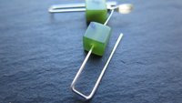 small green jade earrings from Canada. nephrite jade jewelry. cube earrings. Canadian seller. 1 inch earrings.